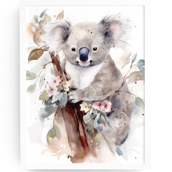 Watercolor Floral Koala Wall Art Illustration Print Poster Unframed - Picture 1 of 5